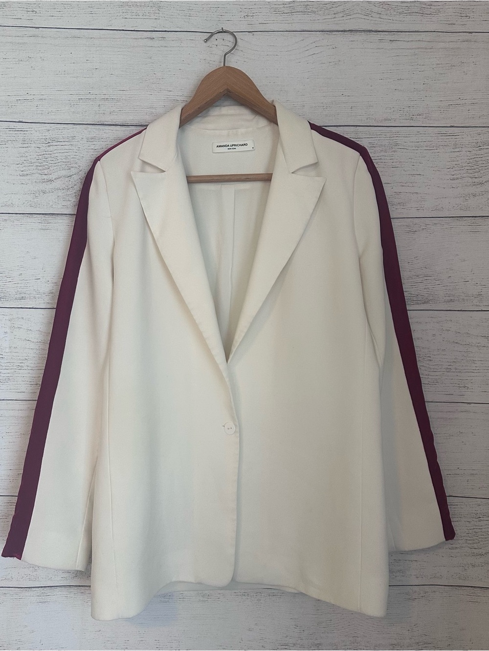 Amanda Uprichard Aria White Single Button Blazer.